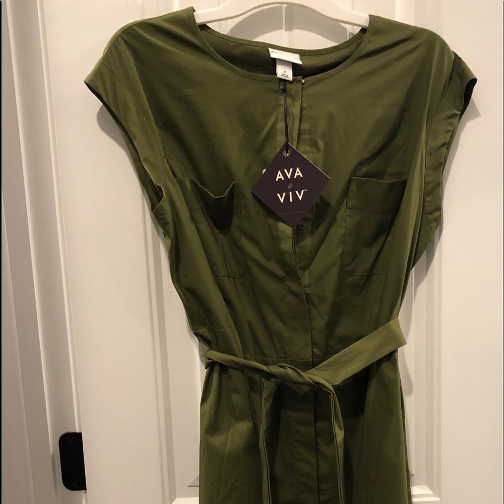 Cute olive green dress with belt